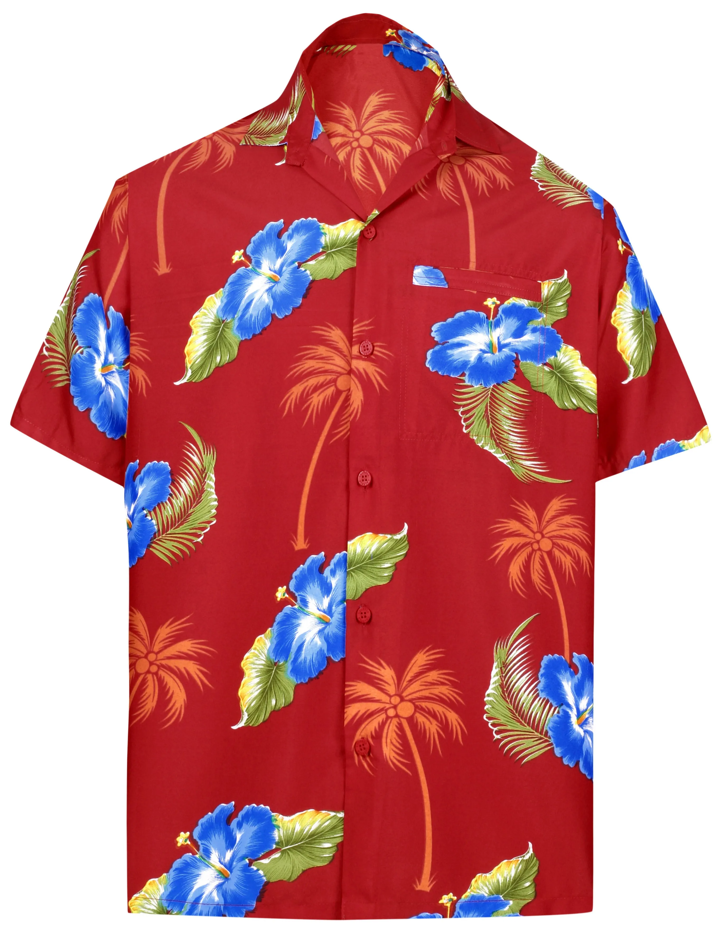 LA LEELA Shirt Casual Button Down Short Sleeve Beach Shirt Men Aloha Pocket shirt Blue_6028