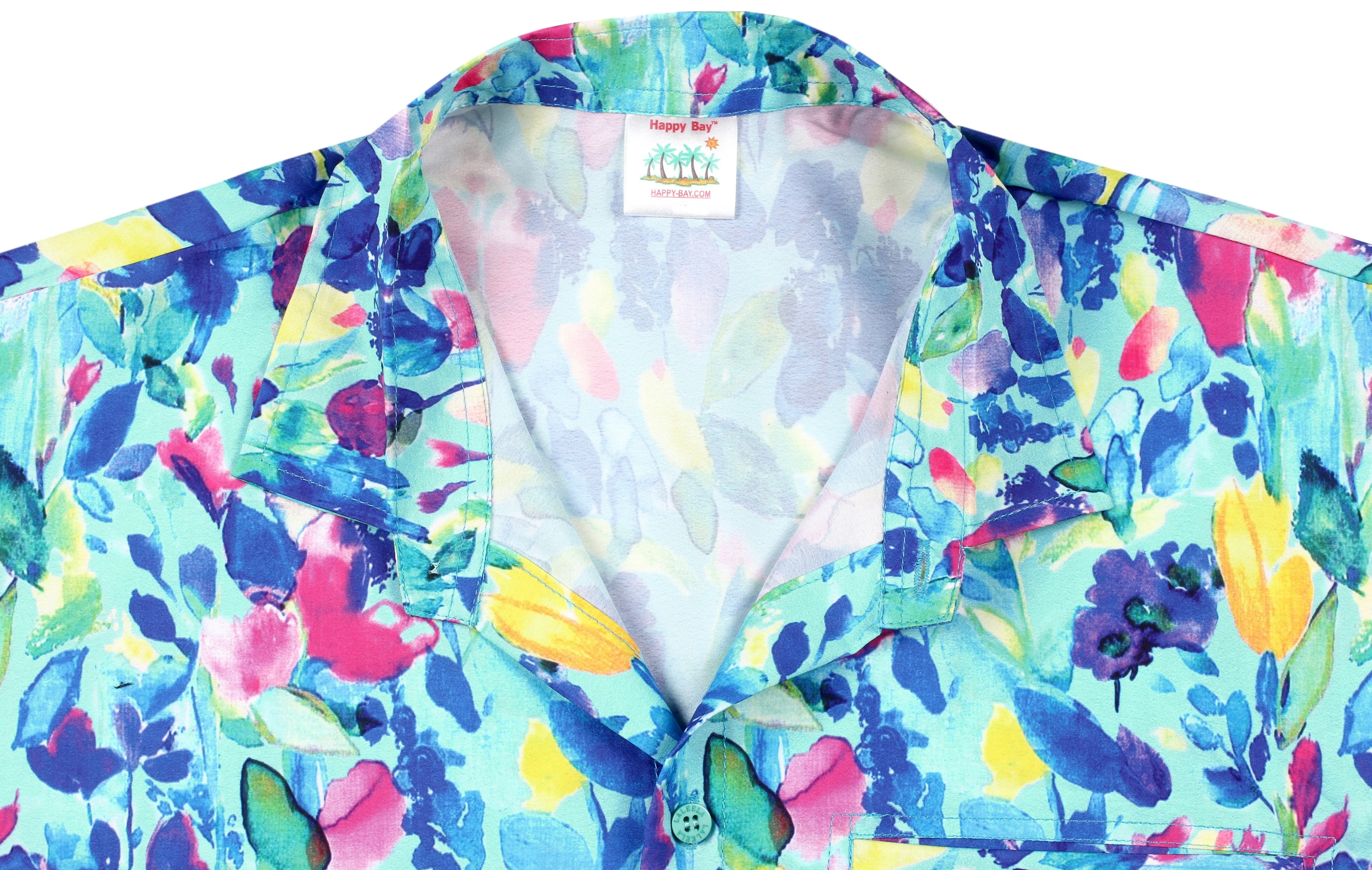 LA LEELA Shirt Casual Button Down Short Sleeve Beach Shirt Men Aloha Pocket shirt Blue_6028