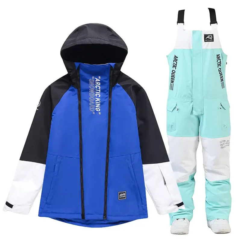 Men Snowboard Suits Cargo Jacket & Bibs Pants