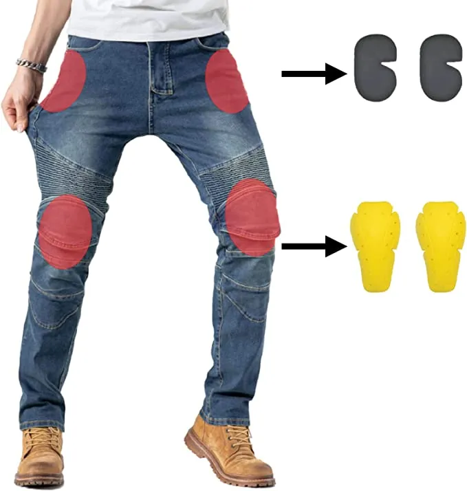 Men's Motorcycle Pants Waterproof Jeans with Armor Protector Pads