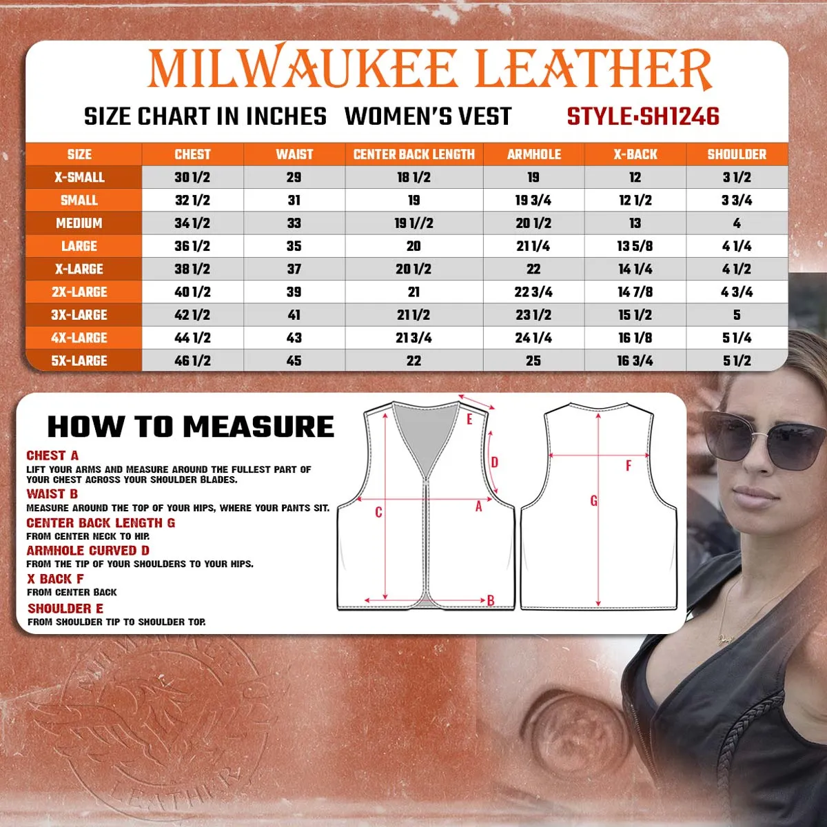 Milwaukee Leather SH1246Z Women's Black 'Braided' Classic Leather Zipper Front Motorcycle Vest