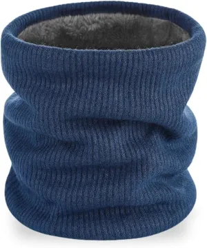 Navy Blue Winter Neck Warmer, Snood Winter Neck Scarf, Thermal Double-Layer Fleece Pullover Neck Scarf