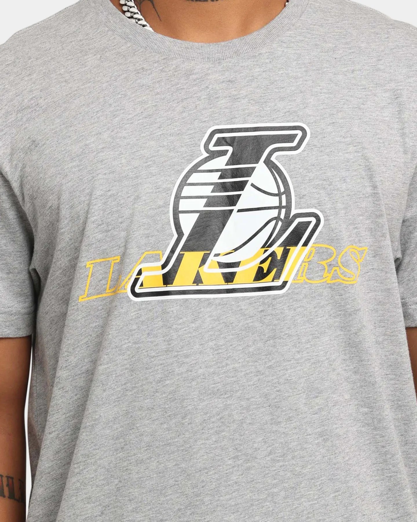 New Era Los Angeles Lakers Script T-Shirt Heather Grey