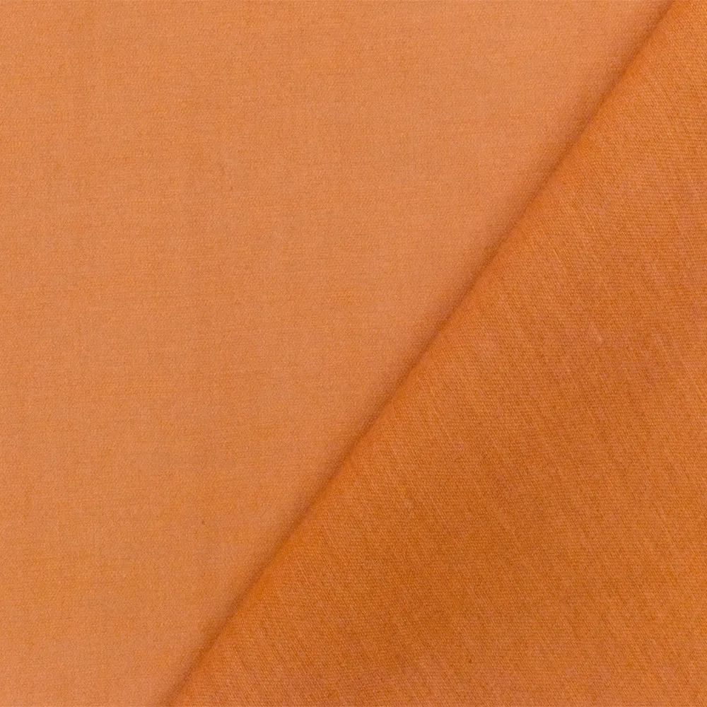 Orange Solid Slub Cotton Silk Lawn Woven Fabric