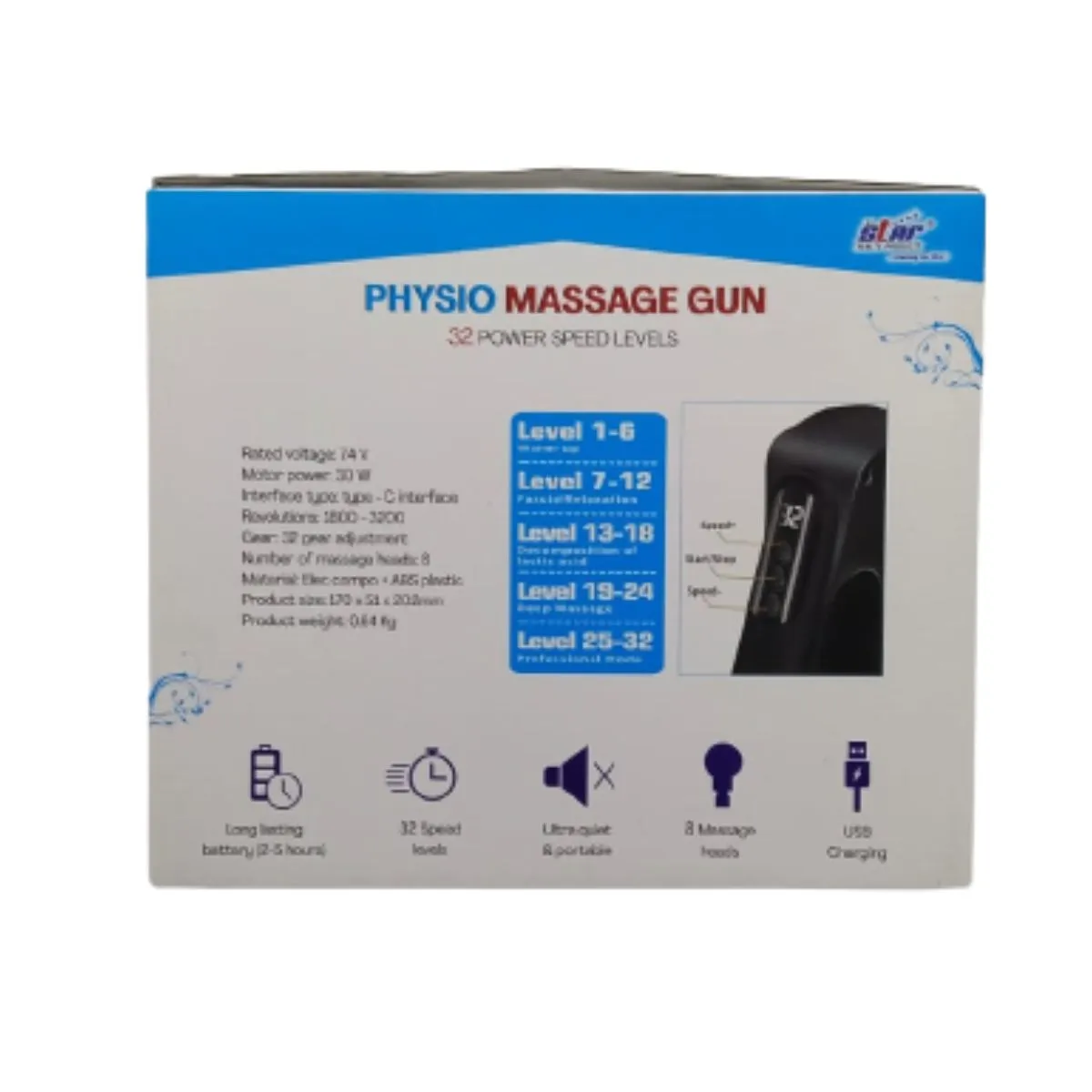 Physio Massage Gun with 8 attachments