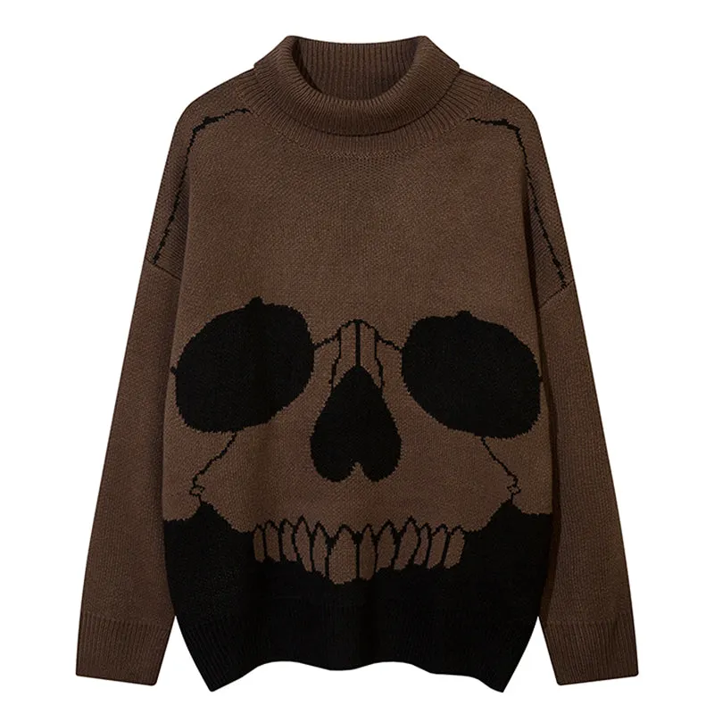 PopFlying Turtleneck Sweater Skull Print