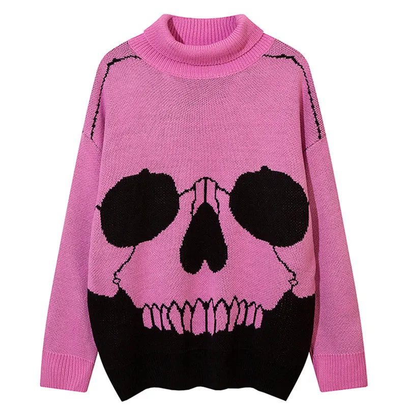 PopFlying Turtleneck Sweater Skull Print