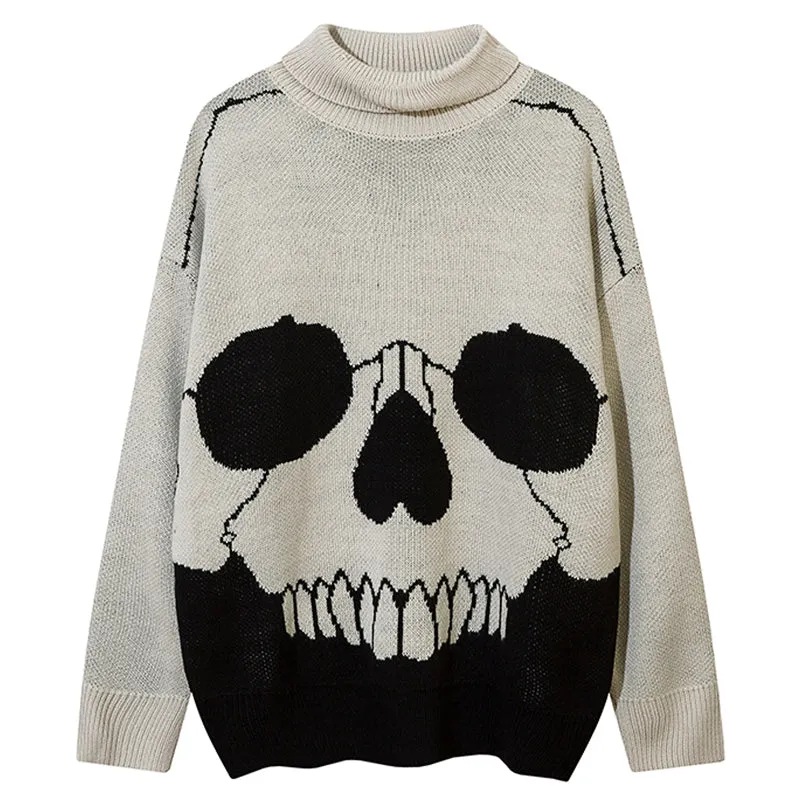 PopFlying Turtleneck Sweater Skull Print