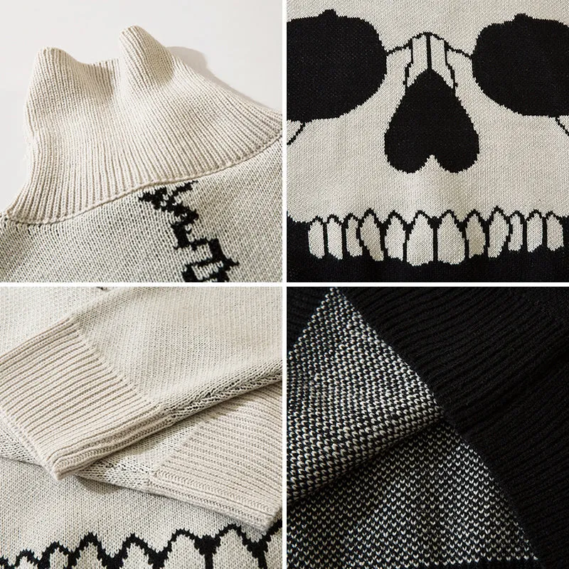 PopFlying Turtleneck Sweater Skull Print