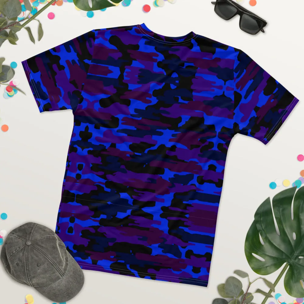 Purple Camo Print Men's T-shirt, Camouflaged Military Army Print Premium Shirts For Men-Made in USA/EU