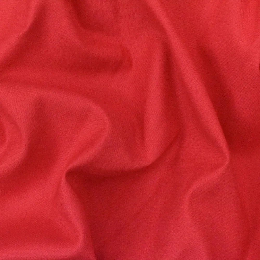 Red Solid Stretch Cotton Spandex Twill Sateen Fabric