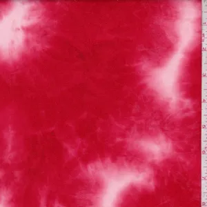 Red/White Tie Dye Double Brushed Jersey Knit Fabric