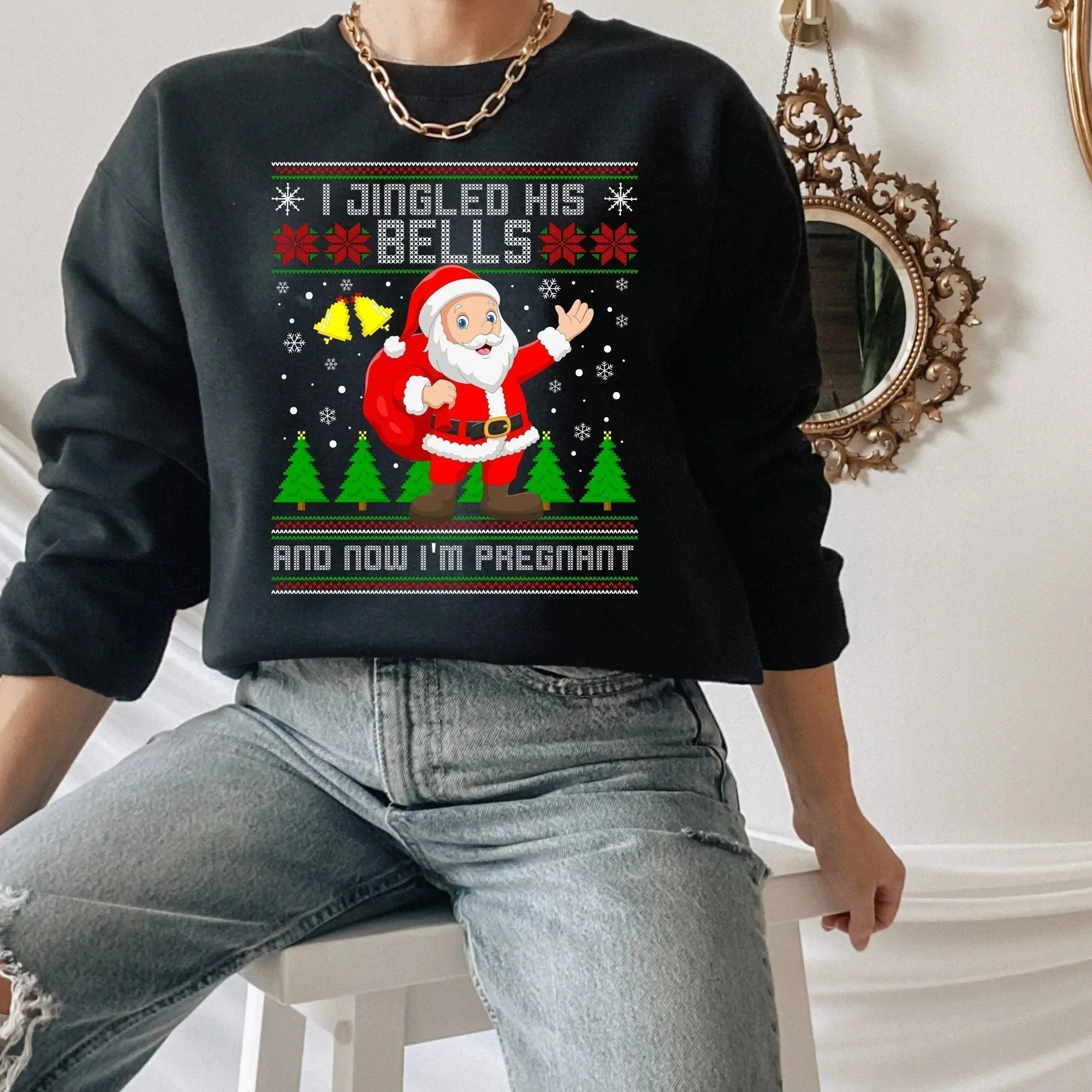 Retro Ugly Christmas Maternity Sweater, Pregnancy Reveal to Husband, Soon to Be Parents, Expecting Mother, New Baby Coming Soon Gift for Mom