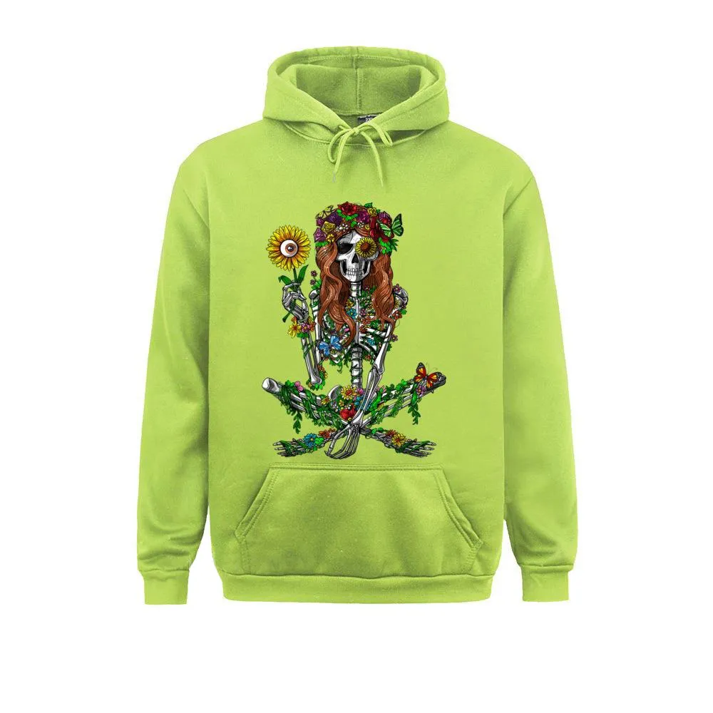 Stylish Floral Women's Skeleton Print Hoodies / Alternative Fashion Unisex Clothes