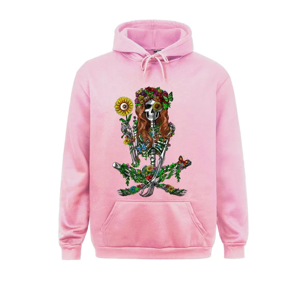 Stylish Floral Women's Skeleton Print Hoodies / Alternative Fashion Unisex Clothes