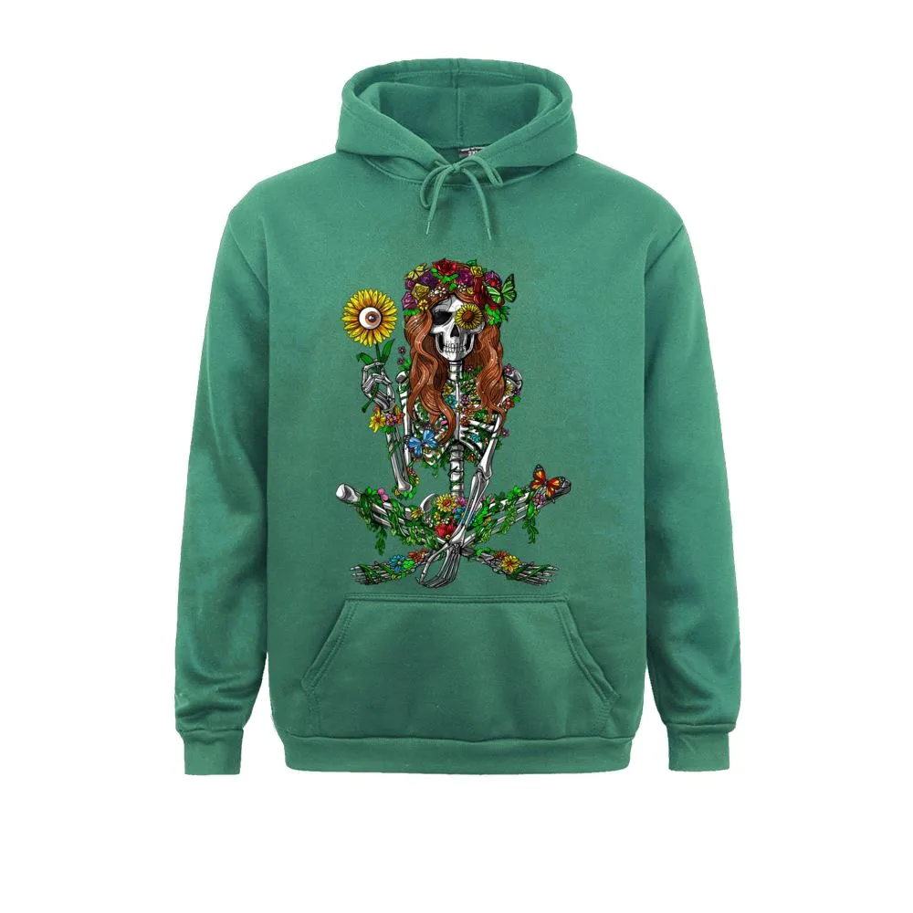 Stylish Floral Women's Skeleton Print Hoodies / Alternative Fashion Unisex Clothes