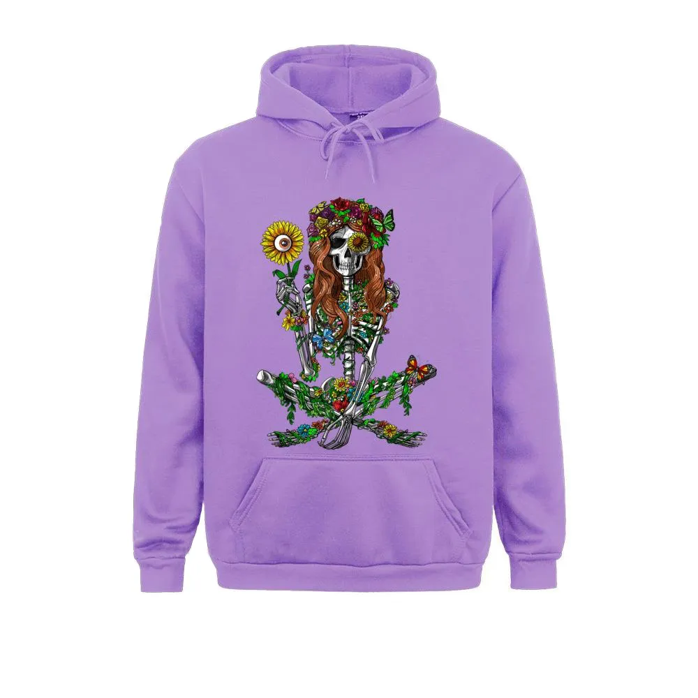 Stylish Floral Women's Skeleton Print Hoodies / Alternative Fashion Unisex Clothes