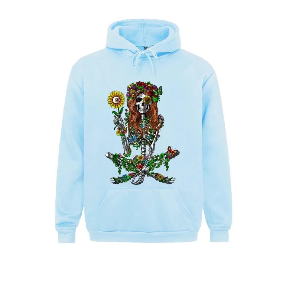 Stylish Floral Women's Skeleton Print Hoodies / Alternative Fashion Unisex Clothes