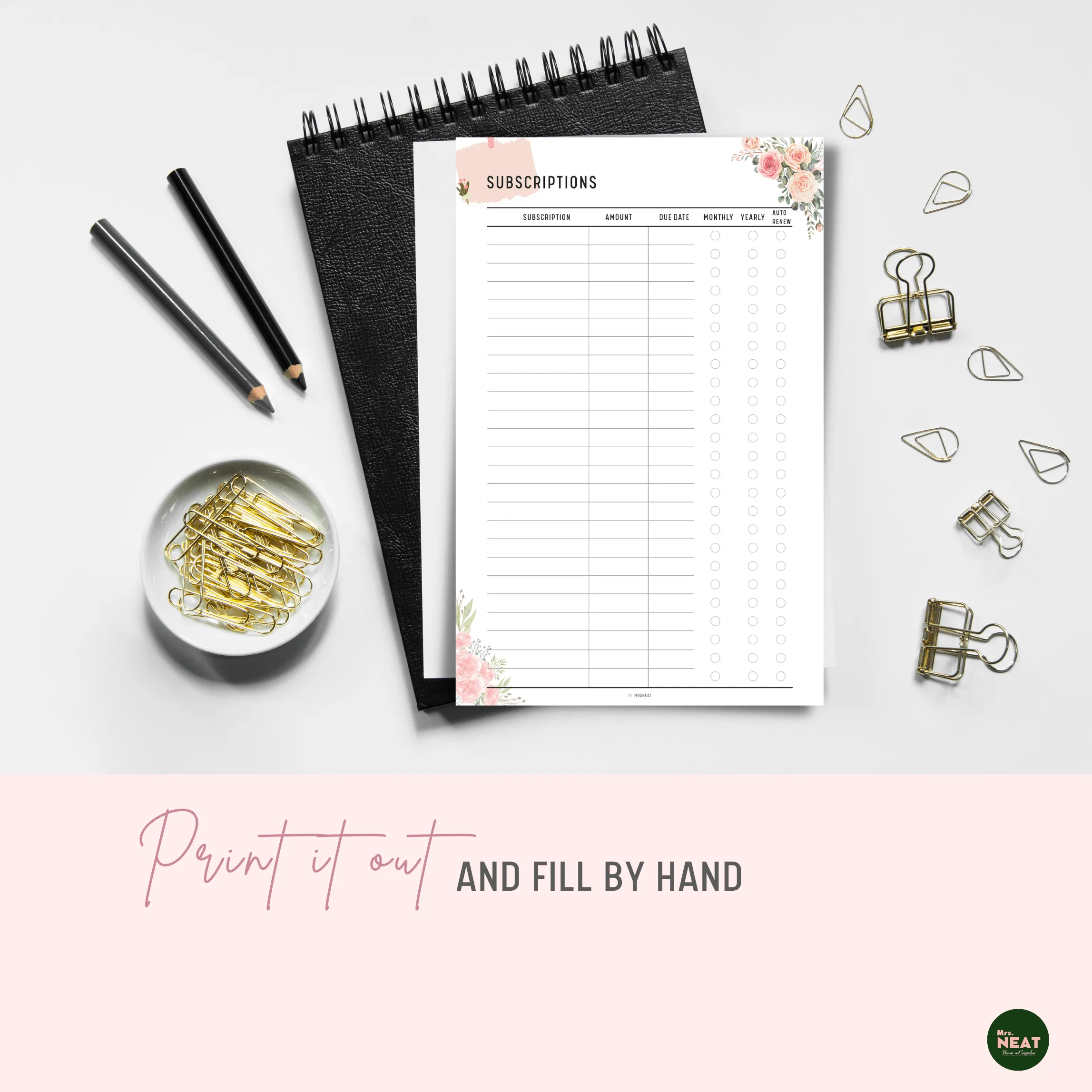 Subscription Tracker Printable - M111/2