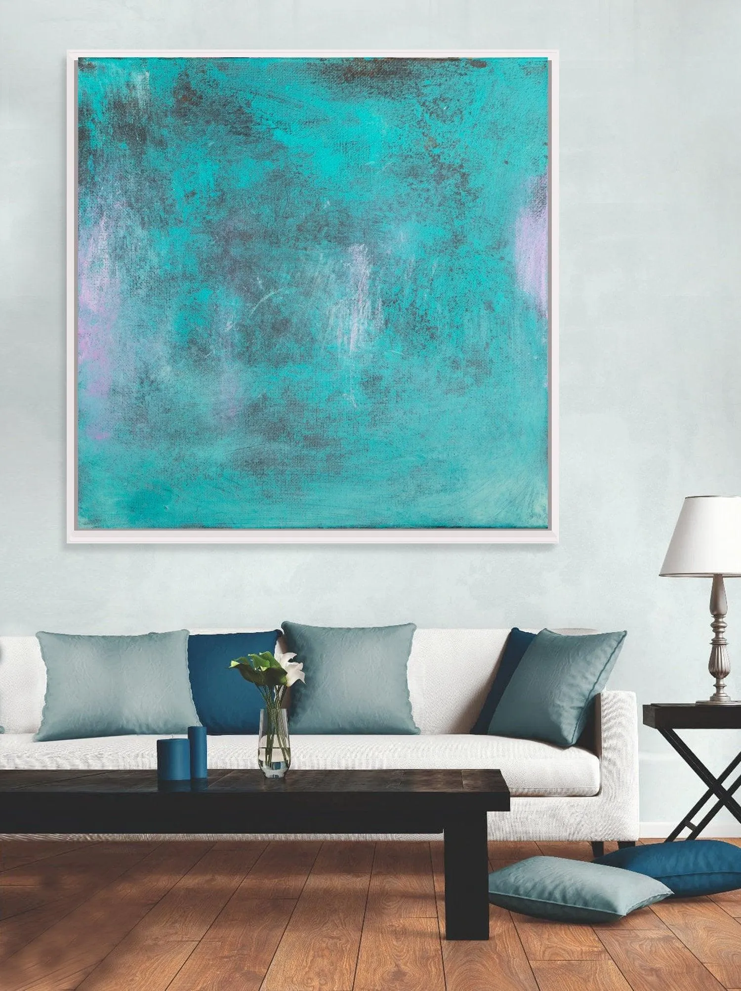 Teal wall art decor abstract painting, minimalist wall art, Abstract Teal Art, Turquoise Abstract Art Acrylic painting