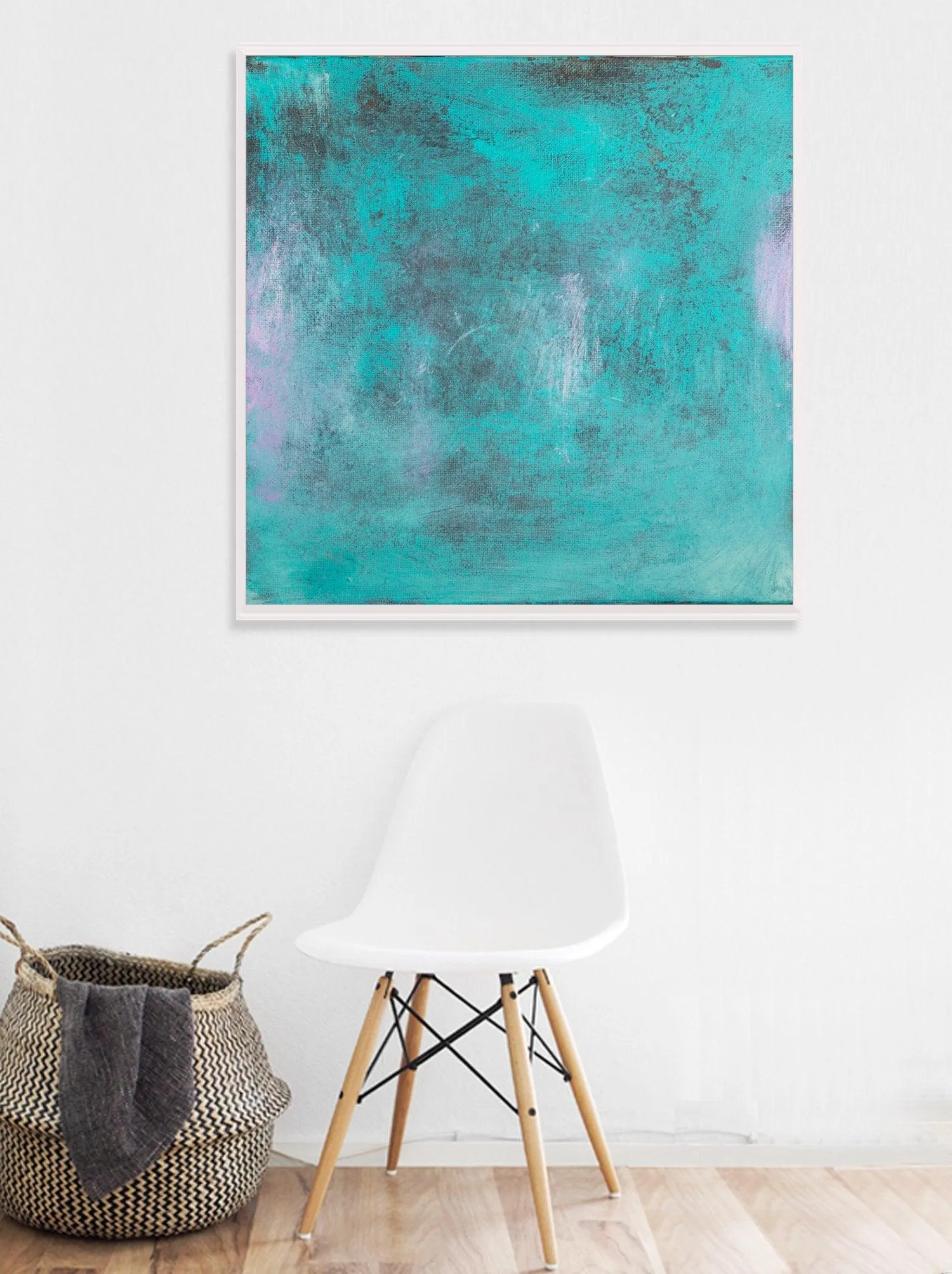 Teal wall art decor abstract painting, minimalist wall art, Abstract Teal Art, Turquoise Abstract Art Acrylic painting