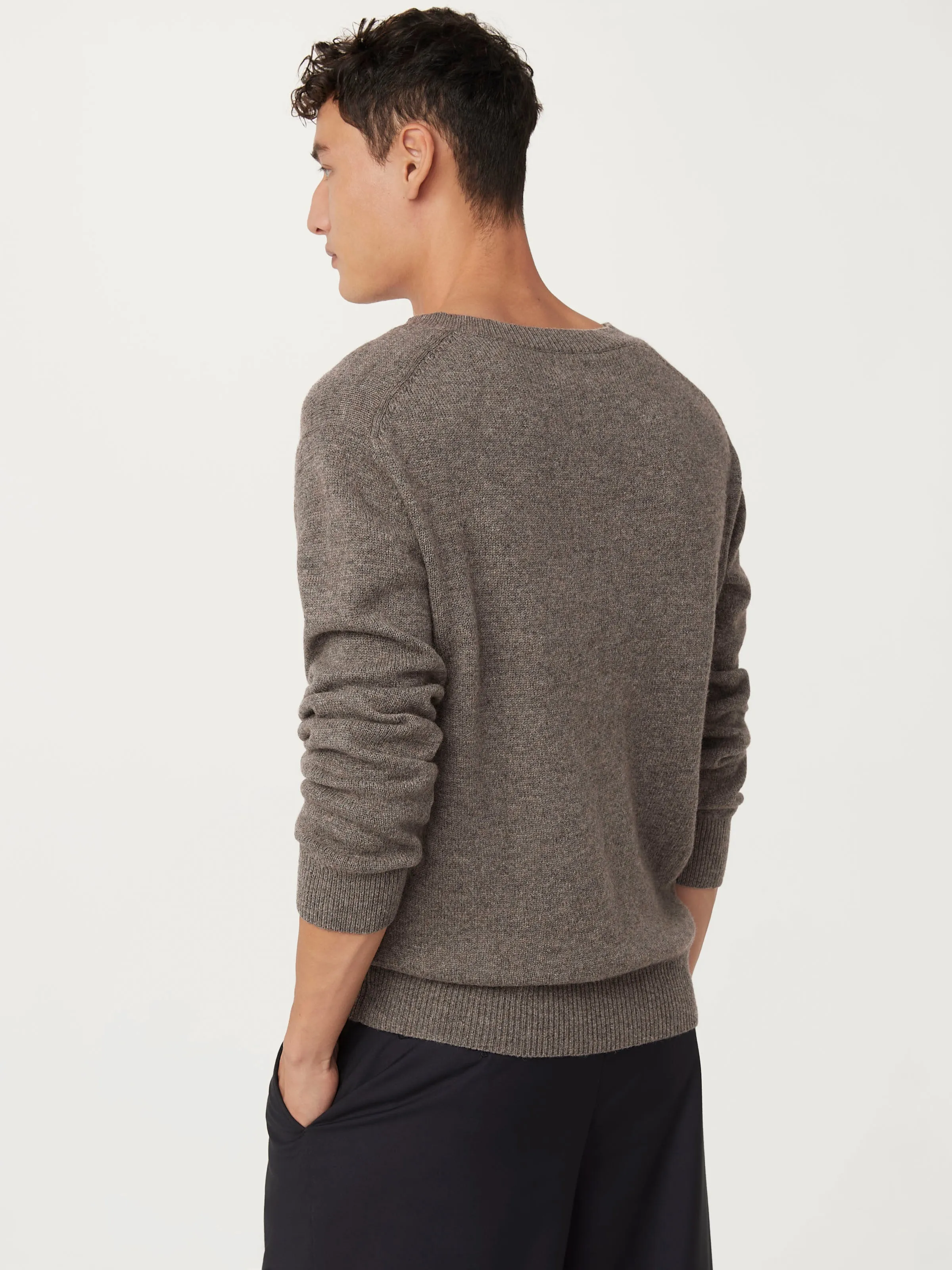 The Lambswool V-Neck Sweater in Dark Grey