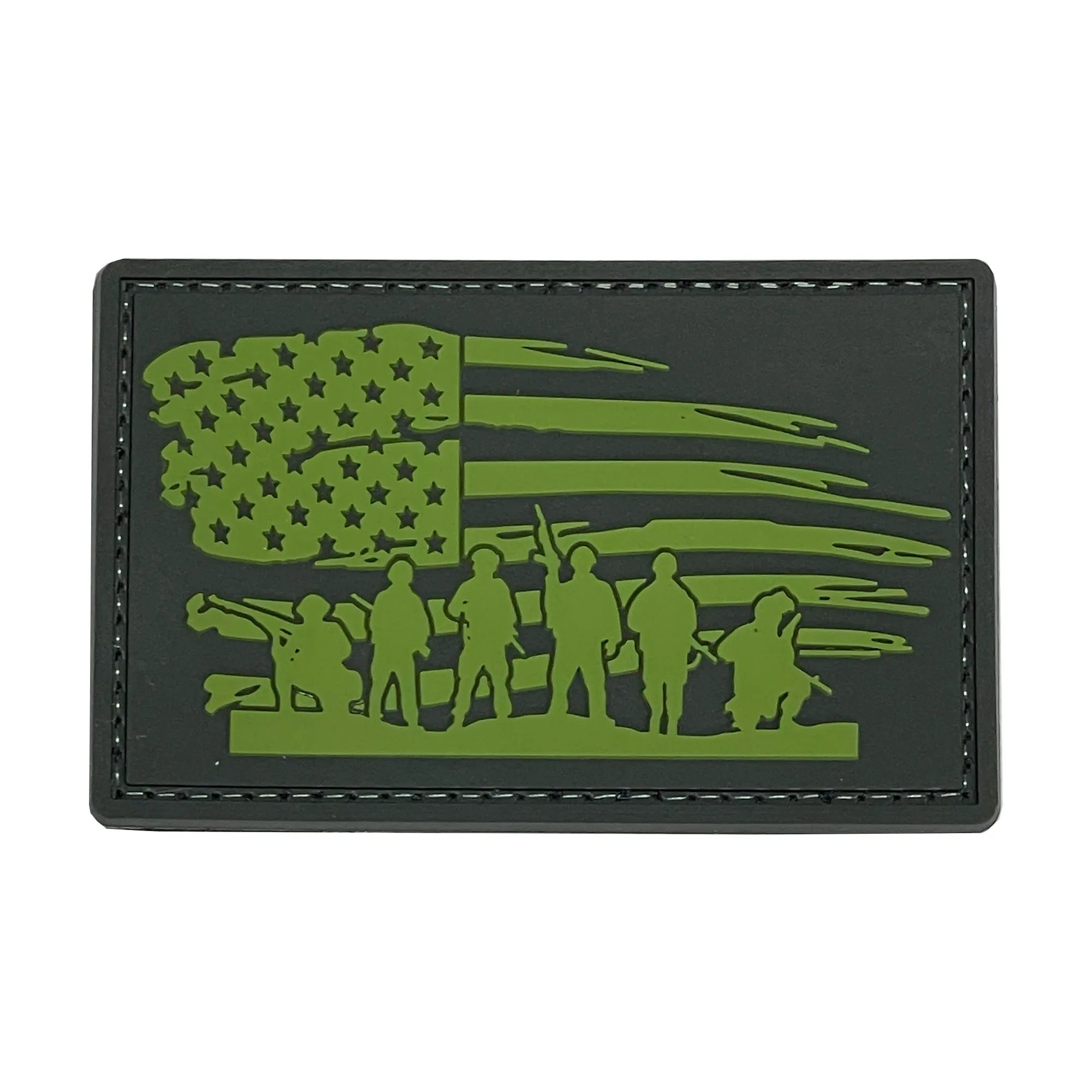 US Flag Worn w/ Soldiers Patch Green