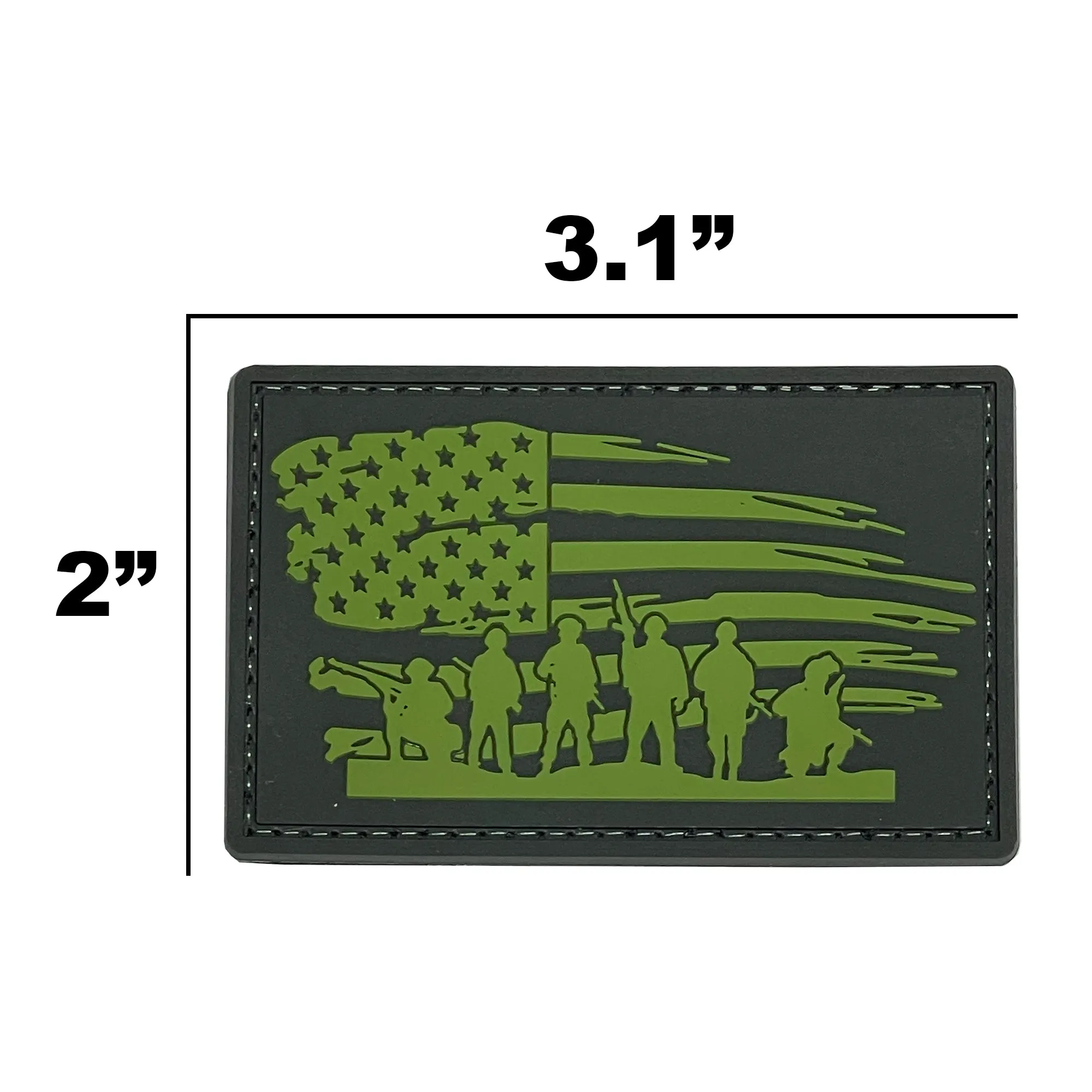 US Flag Worn w/ Soldiers Patch Green