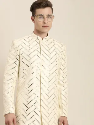 Vastramay Cream Indo Western Sherwani