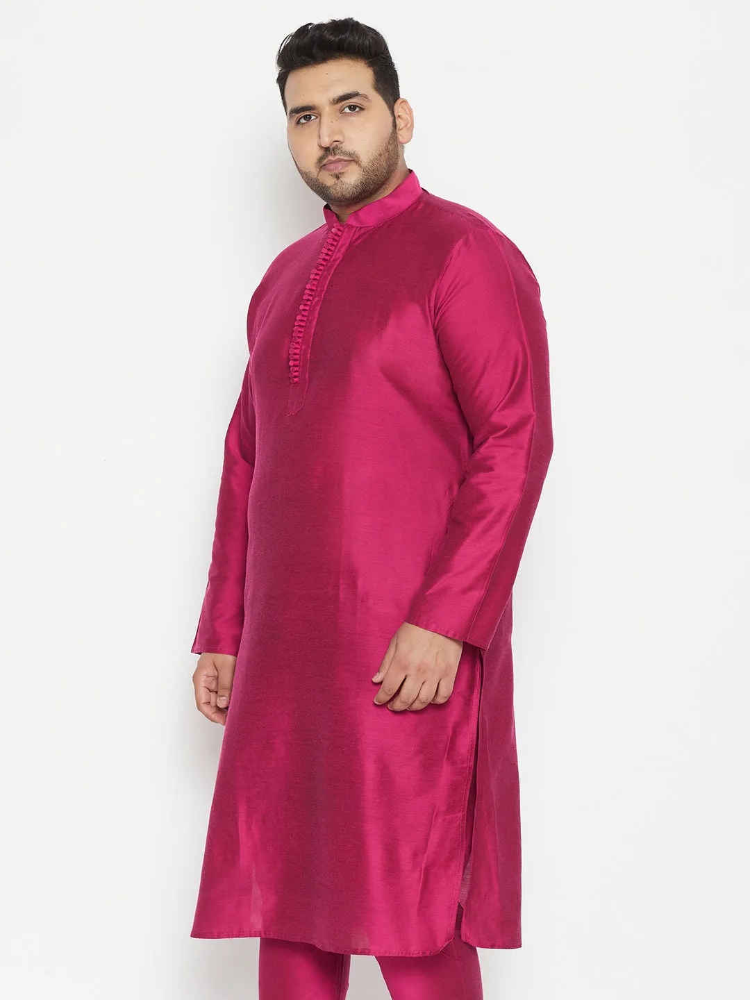 VASTRAMAY Fushia Pink Viscose Blend Kurta