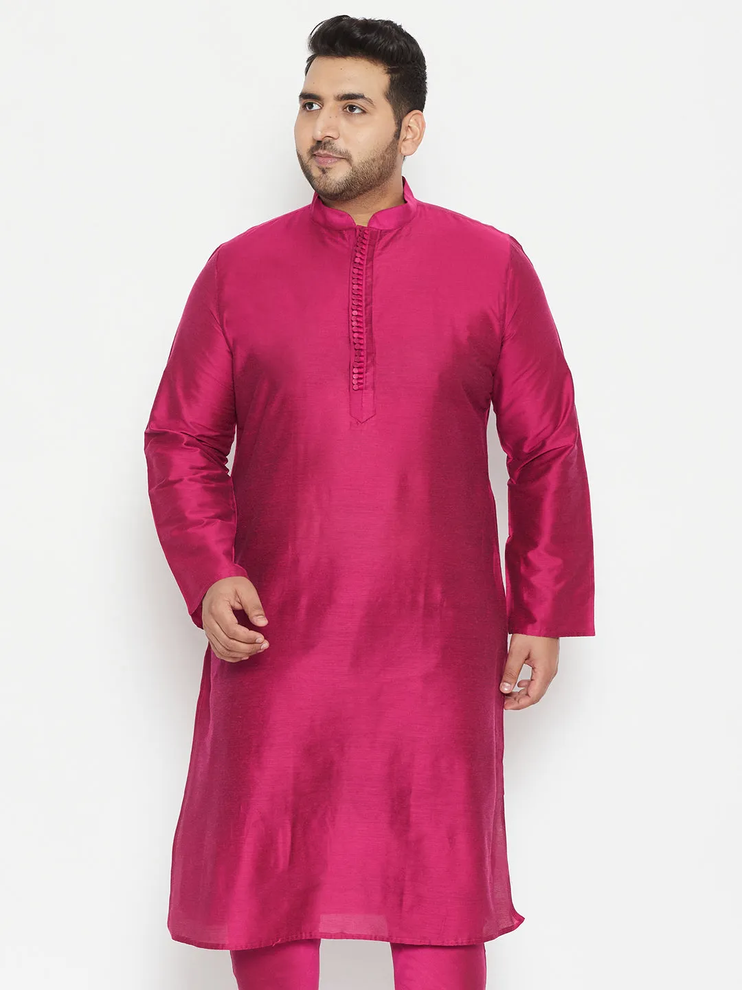 VASTRAMAY Fushia Pink Viscose Blend Kurta