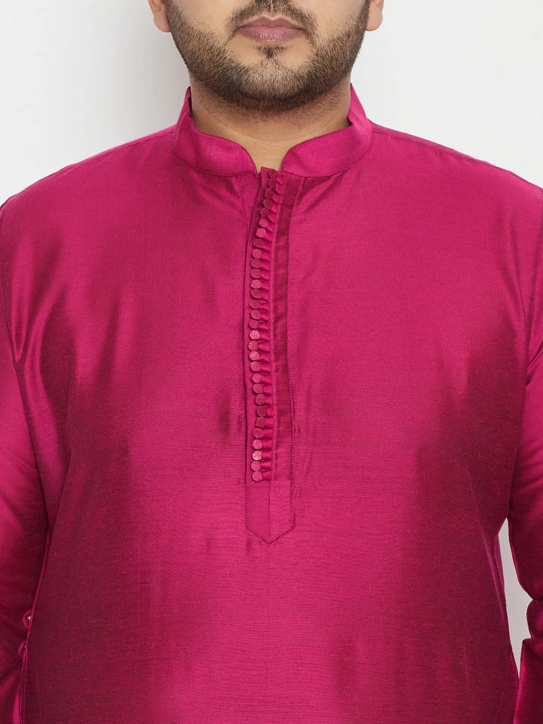 VASTRAMAY Fushia Pink Viscose Blend Kurta