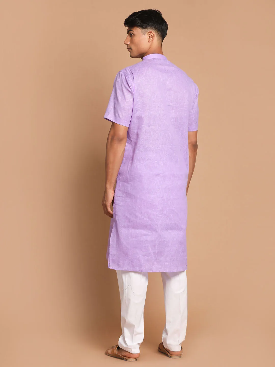 Vastramay Men's Purple Solid Kurta Set