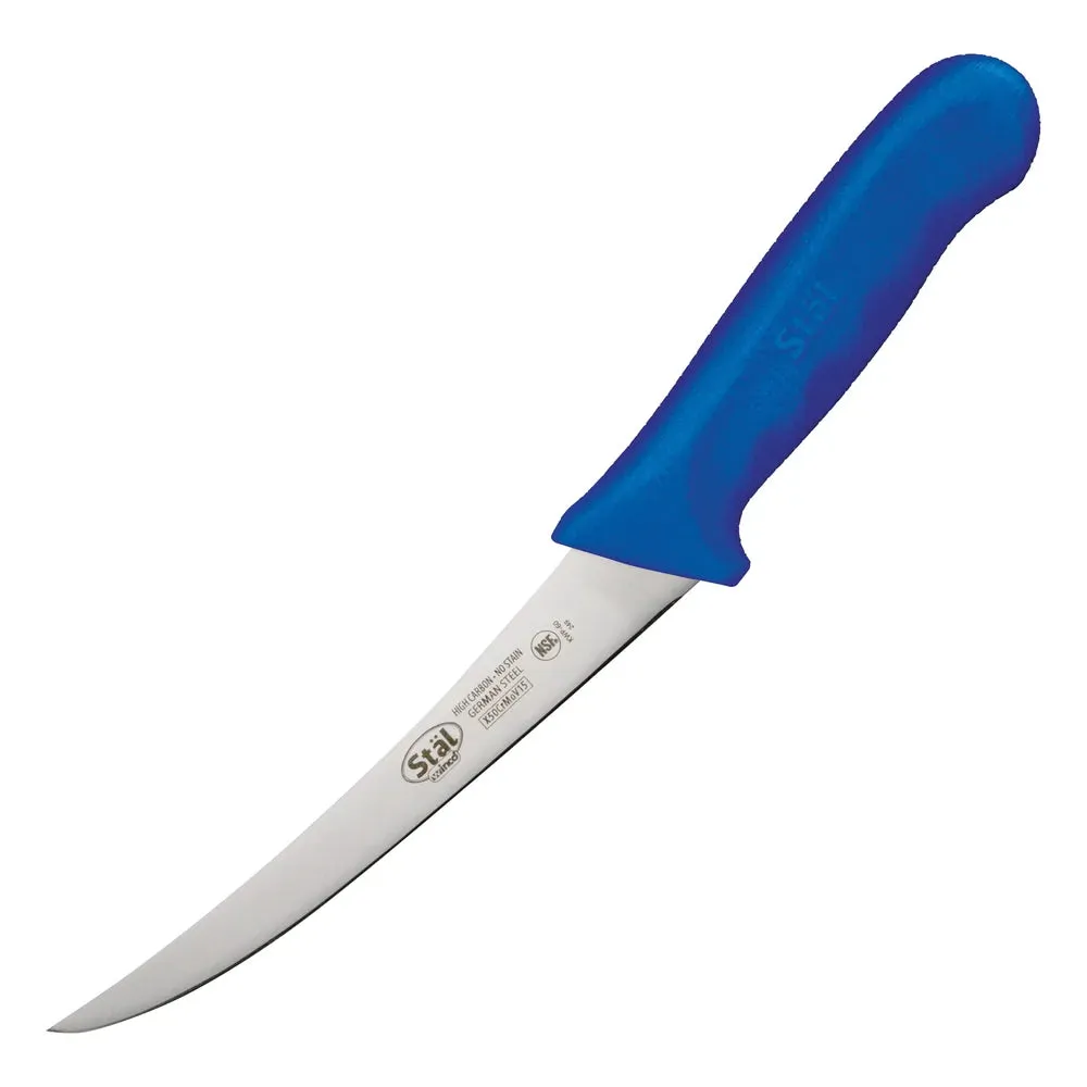 Winco KWP-60U 6" Boning Knife, Blue PP Handle, Curved