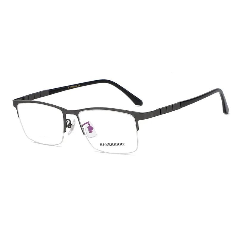 Zirosat Unisex Semi Rim Square Titanium Eyeglasses 71137