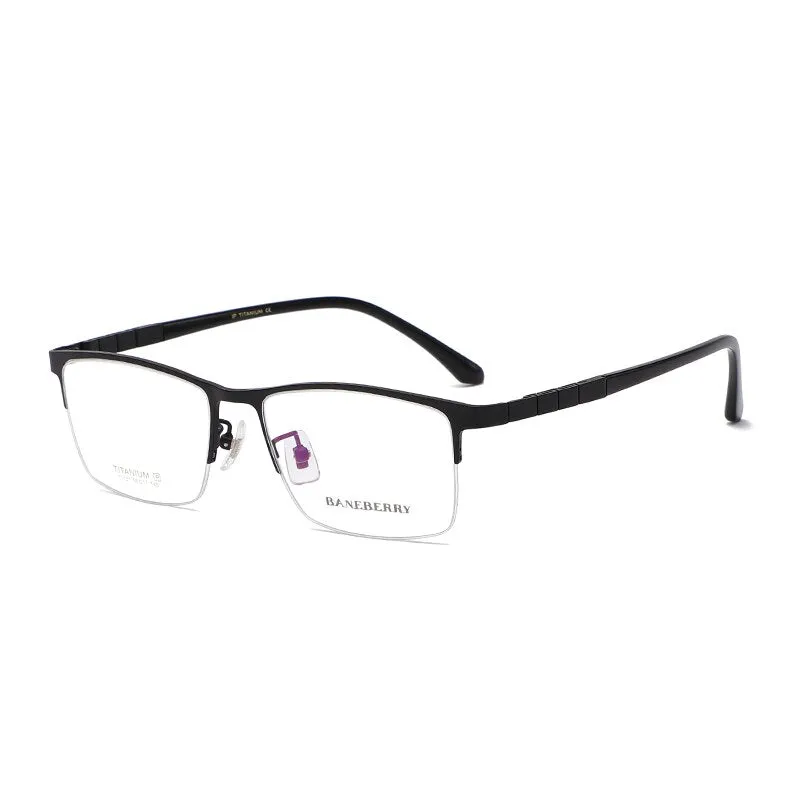 Zirosat Unisex Semi Rim Square Titanium Eyeglasses 71137