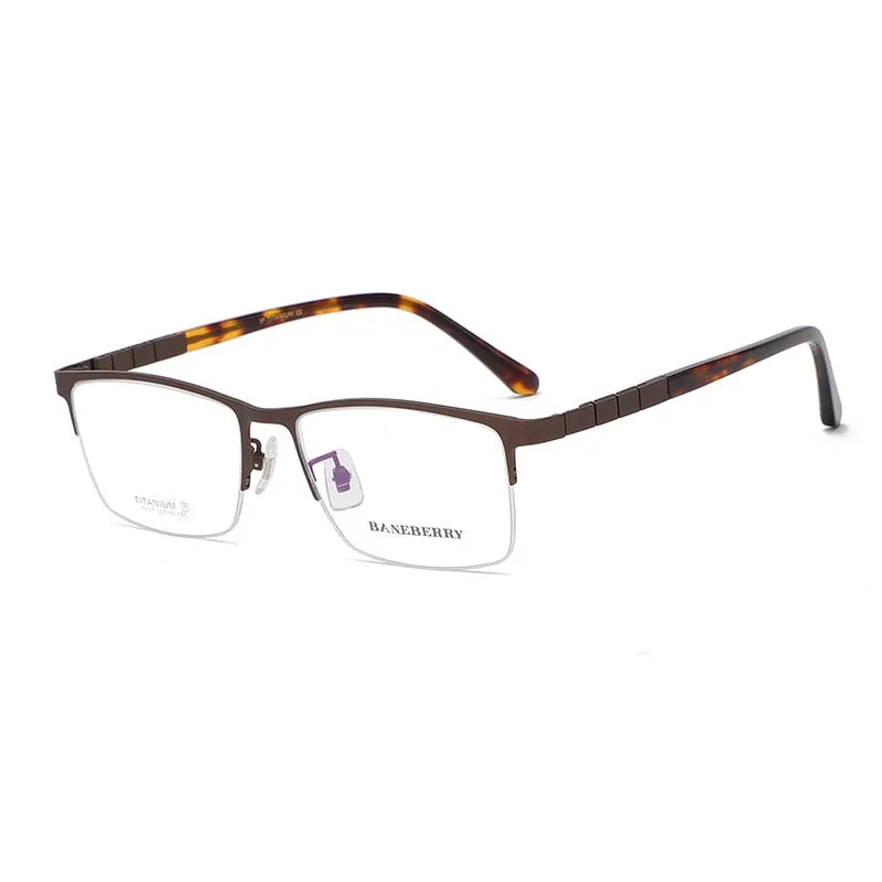 Zirosat Unisex Semi Rim Square Titanium Eyeglasses 71137